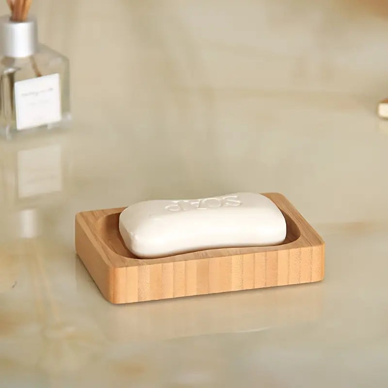 2Pc Bamboo Soap Dish Set