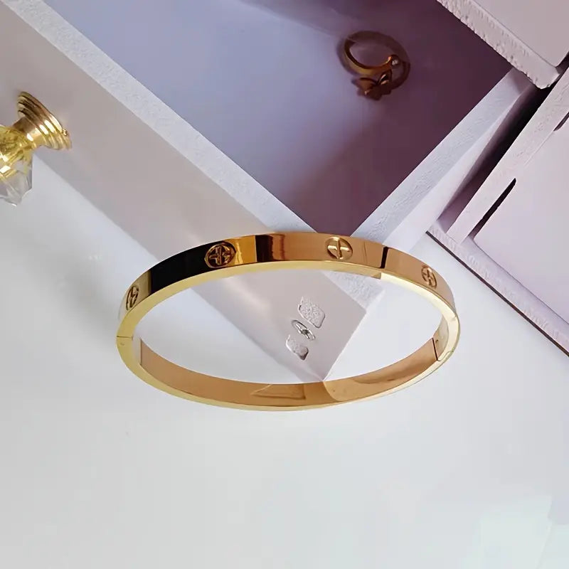 1 Pc Golden Plated Stainless Steel Cross Bracelet