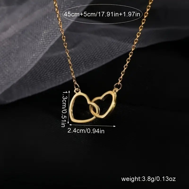 Double Heart Shape Pendant Necklace