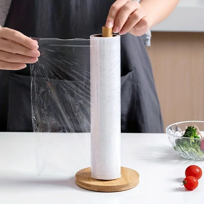 Sleek Wooden Paper Towel Holder with Countertop Stand