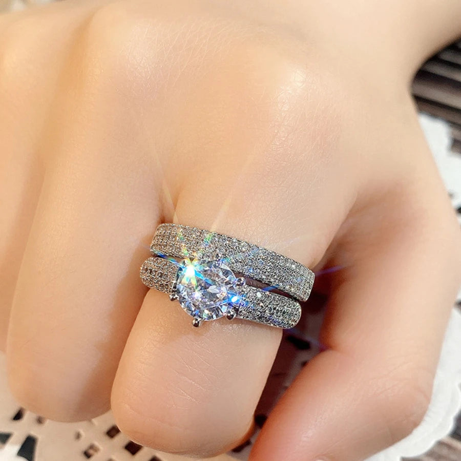 2pcs Women's Fashionable Zirconia Ring